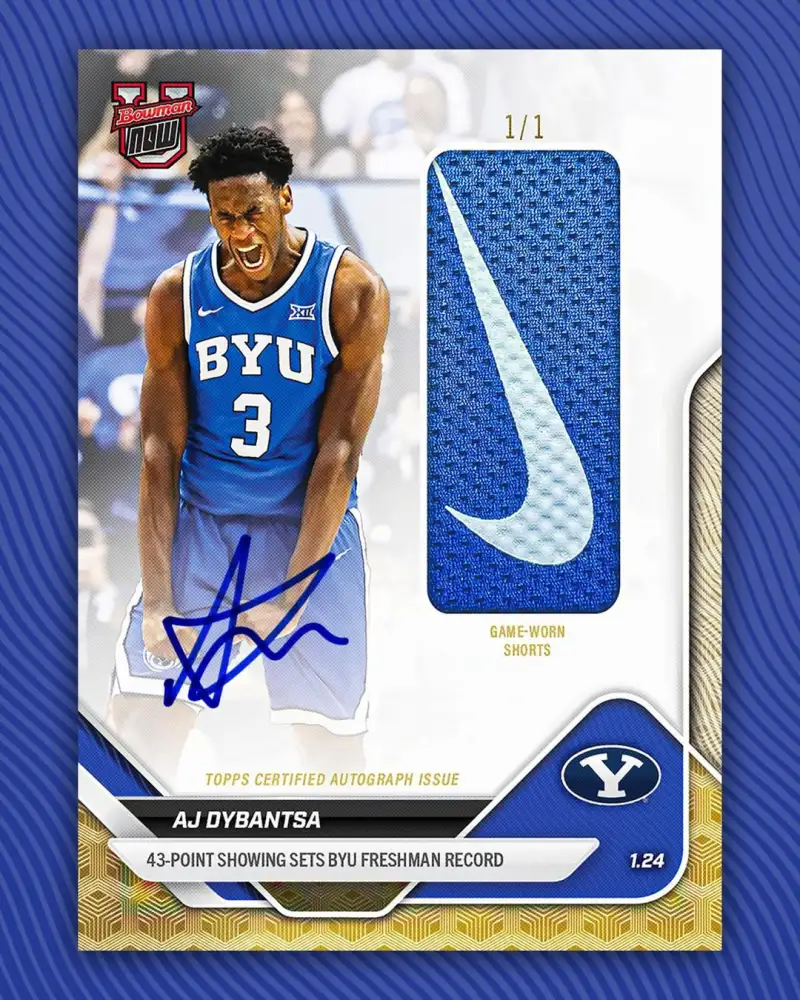 迪班察破BYU校史得分记录！球衣+篮网碎片入藏亲签球星卡